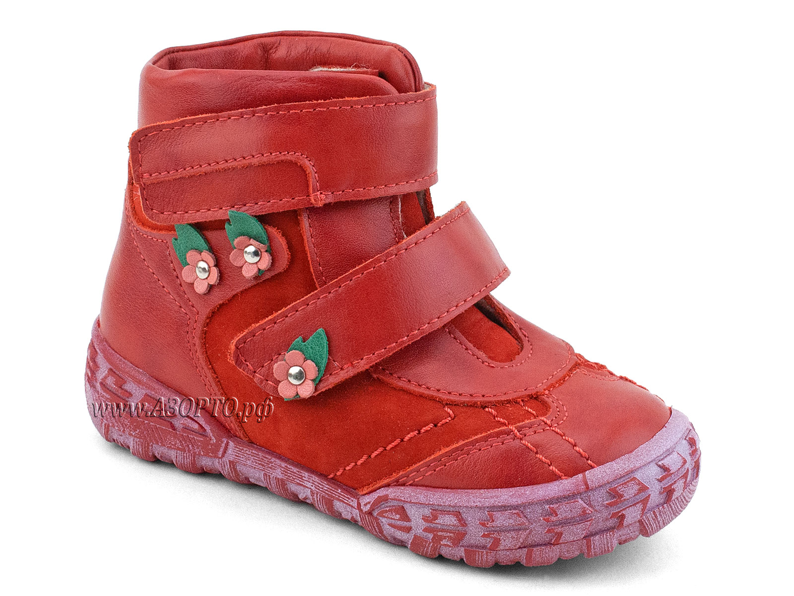 238-196,186 Тотто (Totto), ботинки демисезонные утепленные, байка,  кожа,нубук,  красный,