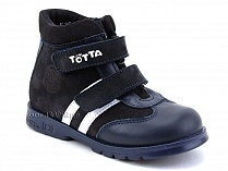 121-2,12,9 Тотто (Totto), ботинки детские утепленные ортопедические профилактические, кожа, нубук, синий, белый. в Мурманске