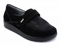 231115 Сурсил-Орто (Sursil-Ortho), туфли для взрослых, черные, кожа, стрейч ткань, полнота 6 в Мурманске