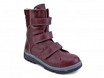 285б (22-31) Аквелла (Akwella), ботинки  детские ортопедические с высоким берцем, демисезонные, ворсин, кожа, бордовый 