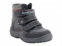 А43-037 Сурсил (Sursil-Ortho), ботинки детские ортопедические с высоким берцем, зимние, натуральный мех, кожа, черный, красный в Мурманске