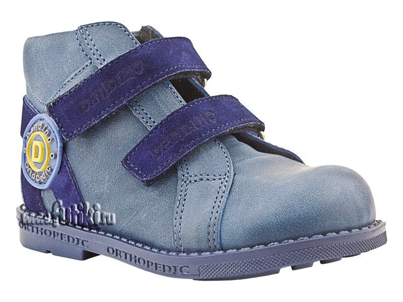 2084-01 Дандино, ботинки демисезонные утепленные, байка, кожа, тёмно-синий, голубой