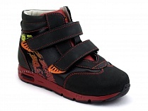 092-11 Бос (Bos), ботинки детские ортопедические профилактические, не утепленные, кожа, нубук, черный, красный в Мурманске