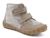 201-191,138 Тотто (Totto), ботинки демисезонние детские профилактические на байке, кожа, серо-бежевый в Мурманске