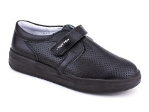 30024-701 Тотто (Totto), туфли школьные ортопедические профилактические перфорированная, кожа, чёрный в Мурманске