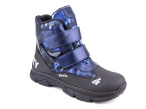 2542-25МК (37-40) Миниколор (Minicolor), ботинки зимние подростковые ортопедические профилактические, мембрана, кожа, натуральный мех, синий, черный в Мурманске