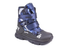 2542-25МК (31-36) Миниколор (Minicolor), ботинки зимние детские ортопедические профилактические, мембрана, кожа, натуральный мех, синий, черный в Мурманске