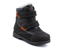 151-13   Бос(Bos), ботинки детские зимние профилактические, натуральная шерсть, кожа, нубук, черный, оранжевый в Мурманске