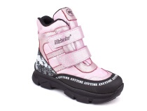 2633-06МК (31-36) Миниколор (Minicolor), ботинки зимние детские ортопедические профилактические, мембрана, кожа, натуральный мех, розовый, черный в Мурманске