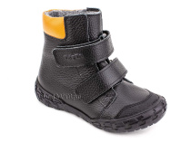 338-701,15 Тотто (Totto) ботинки детские  ортопедические профилактические, байка, кожа, черный, оранжевый в Мурманске