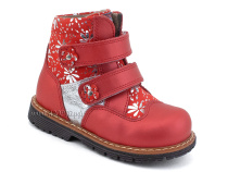 2031-13 Миниколор (Minicolor), ботинки детские ортопедические профилактические утеплённые, кожа, байка, красный в Мурманске