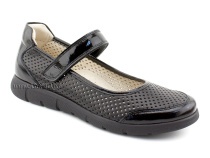 0026-178-043 (37-40) Джойшуз (Djoyshoes), туфли подростковые ортопедические профилактические, кожа перфорированная, черный  в Мурманске