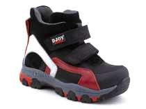 026-111-214-422-01-143 (26-30) Джойшуз (Djoyshoes) ботинки детские ортопедические профилактические утеплённые, замша, велюр, кожа, черный, красный, белый 